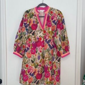 Entro Berry Floral V-Neck Mini Dress size Small